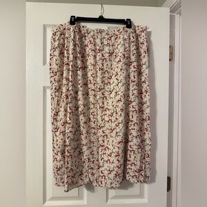 Old Navy Cream and Red Floral A-Line Skirt